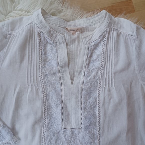 {Rebecca Taylor} White Embroidered Cotton Top - Picture 2 of 8